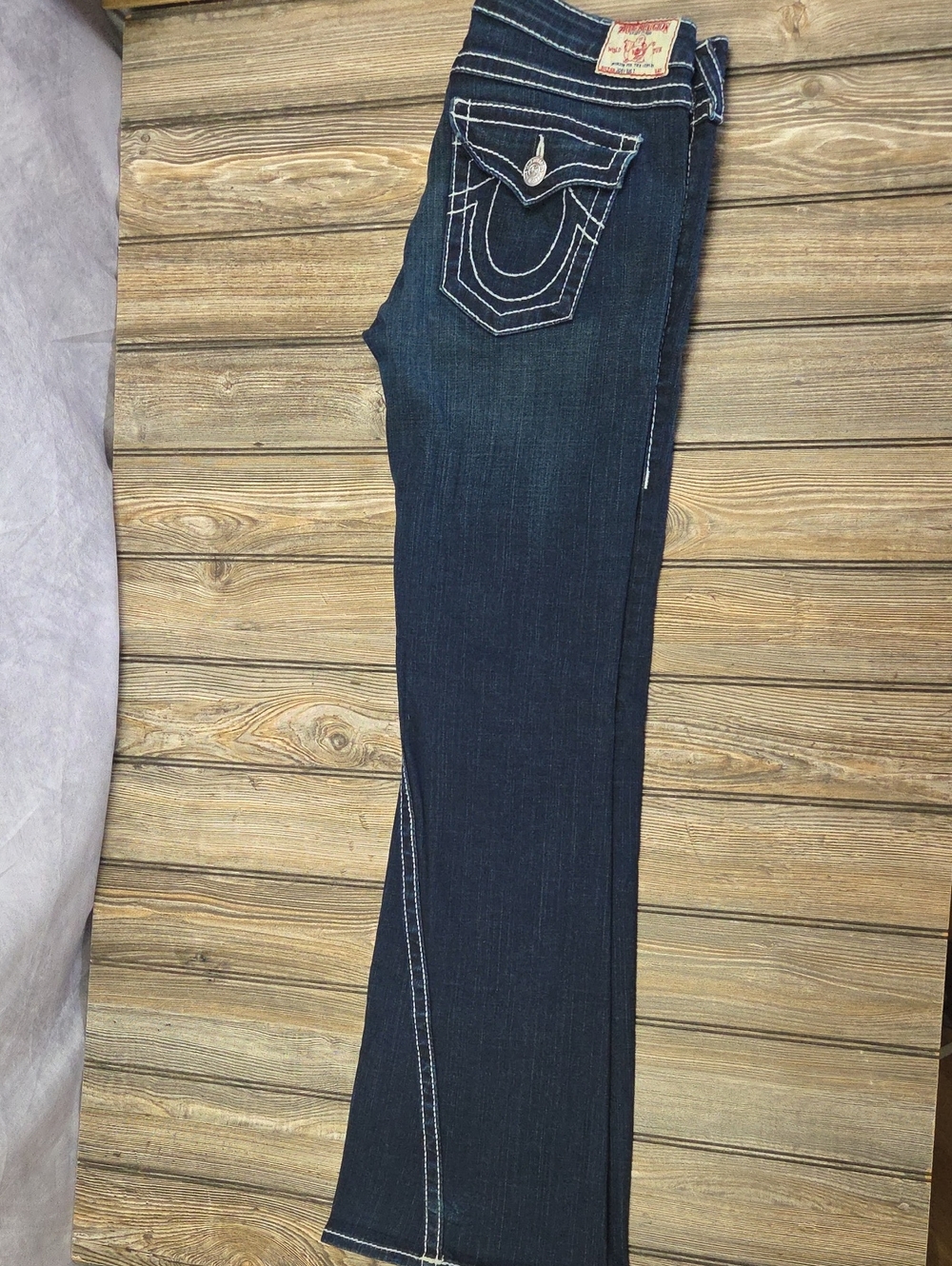 VTG True Religion Twisted Curved Seam Flare Jeans - Size 32 - Picture 12 of 13